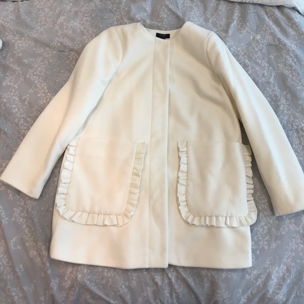 White, Kaari Blue pea-coat